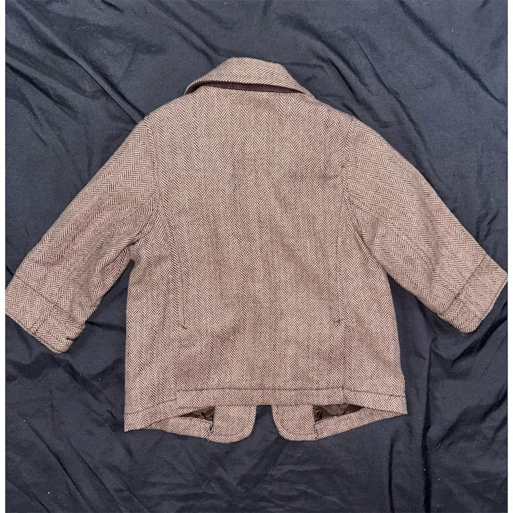 GAP babyGAP Toddler Blazer Jacket Boys 2T Brown Herringbone Lined Formal wool